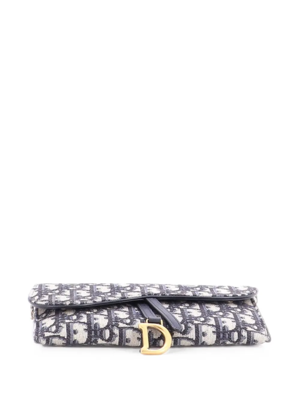 Christian Dior Pre-Owned Clutch Saddle Chain Oblique in tela - Blu