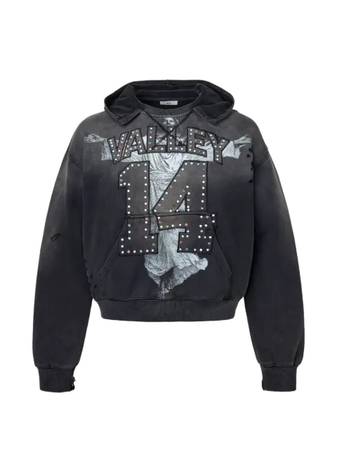 Vale graphic-print distressed hoodie