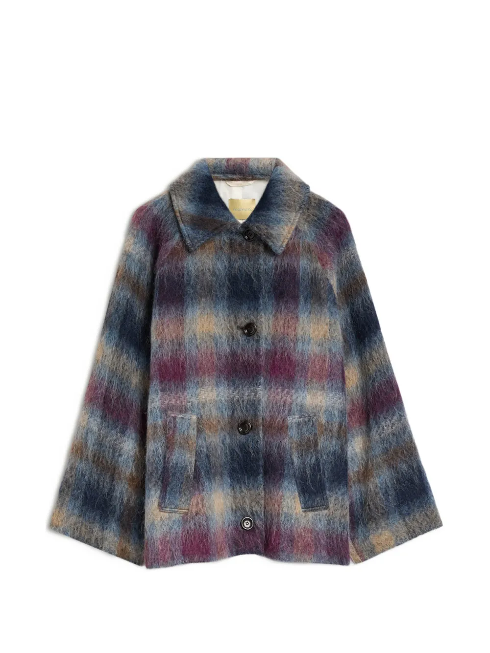 MOMONÌ Eoil tartan-check single-breasted coat - Blu