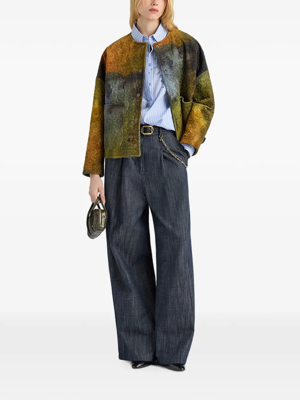 MOMONÌ Oak geplooide jeans met wijde pijpen Blauw
