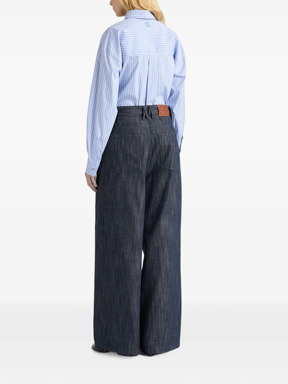 MOMONÌ Oak geplooide jeans met wijde pijpen Blauw