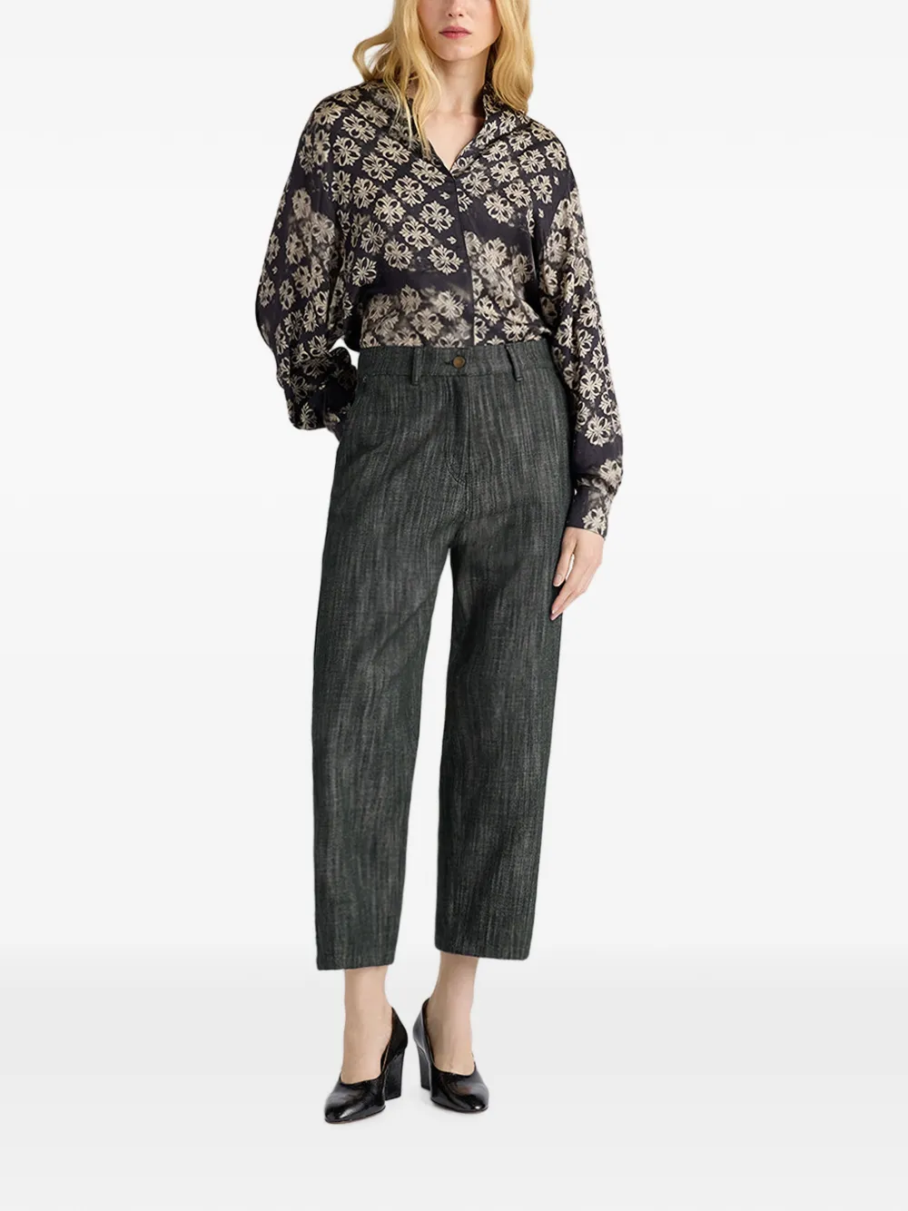 MOMONÌ Thor straight jeans met geverfd garen Grijs