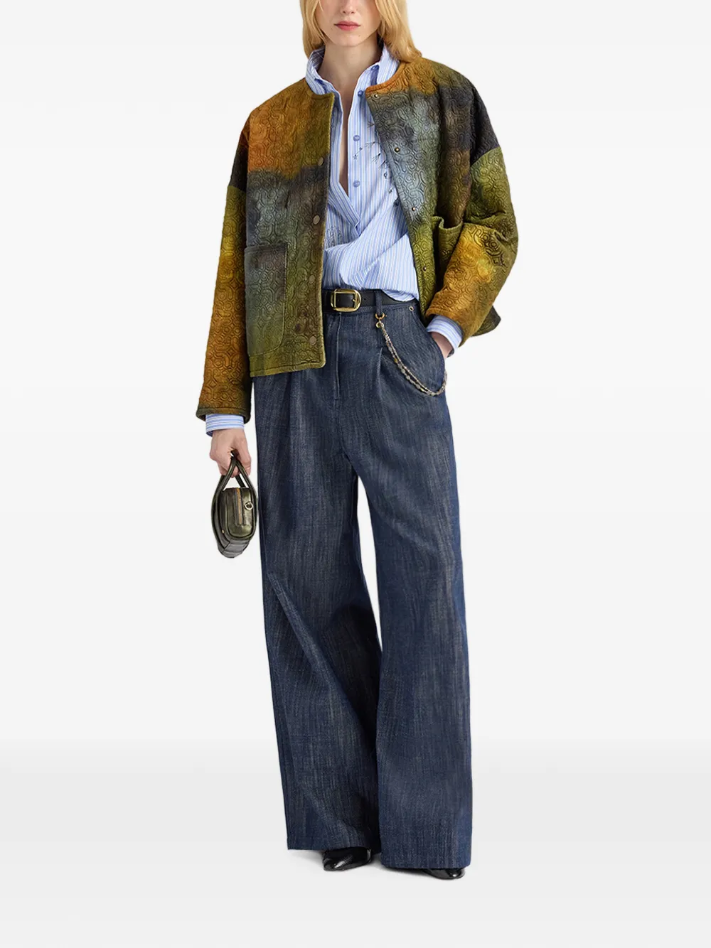 MOMONÌ Gelsomino gewatteerd cropped jack met print Groen