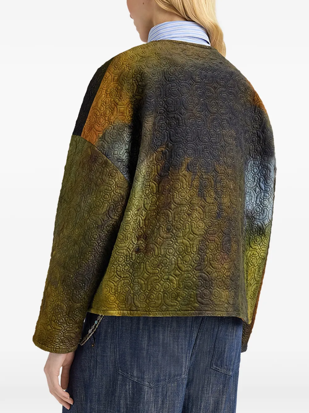 MOMONÌ Gelsomino gewatteerd cropped jack met print Groen