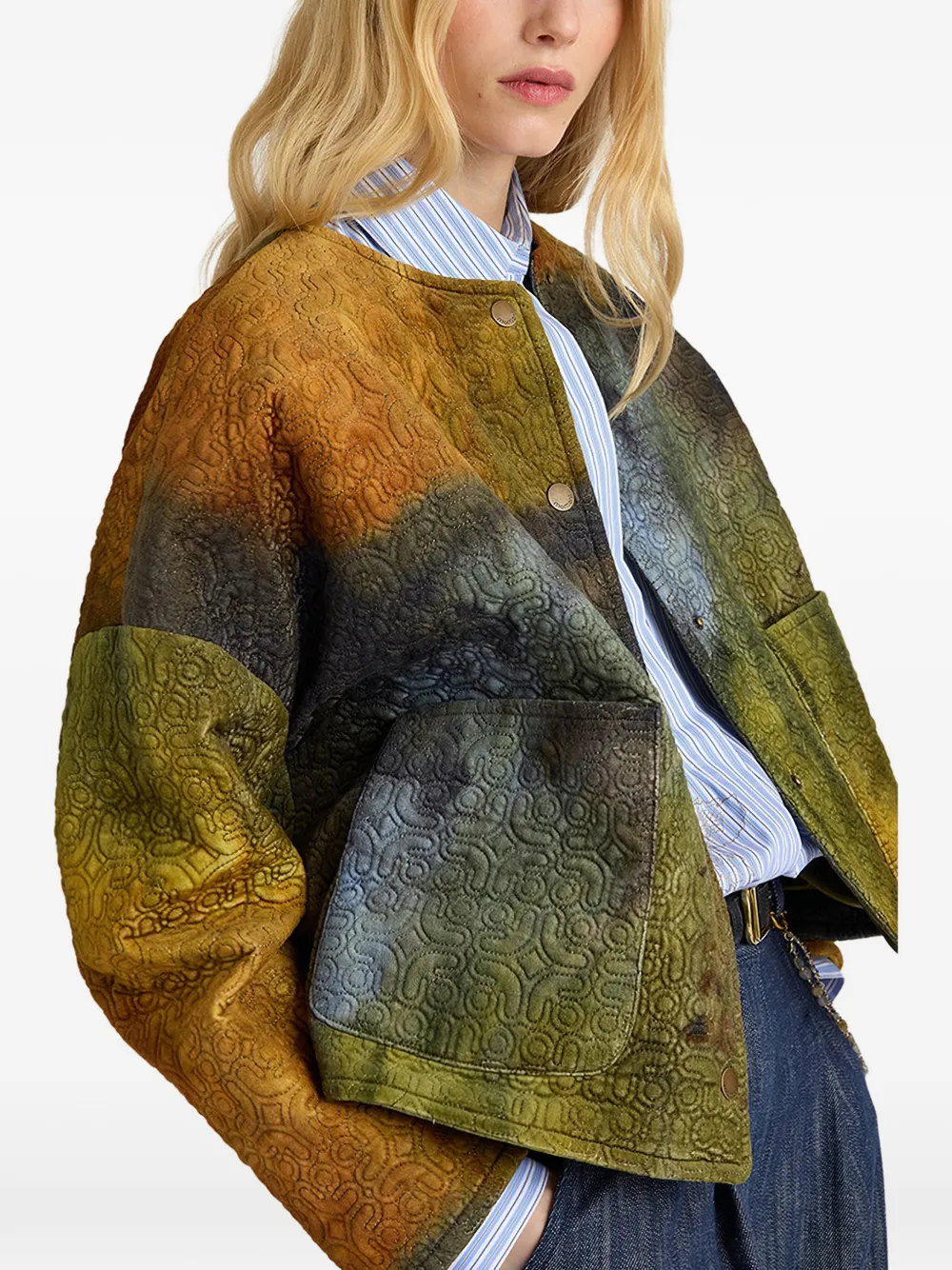 MOMONÌ Gelsomino gewatteerd cropped jack met print Groen