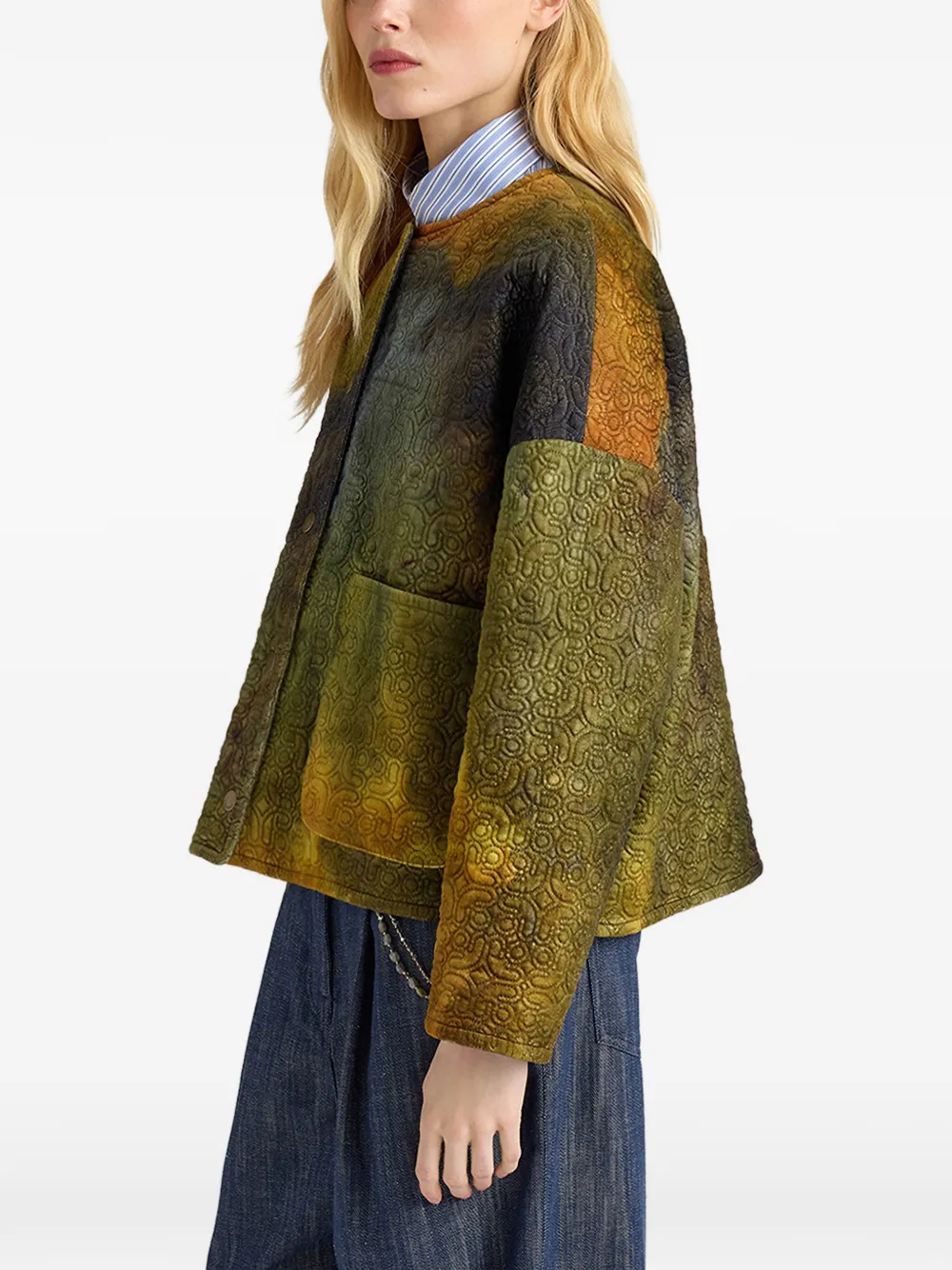 MOMONÌ Gelsomino gewatteerd cropped jack met print Groen