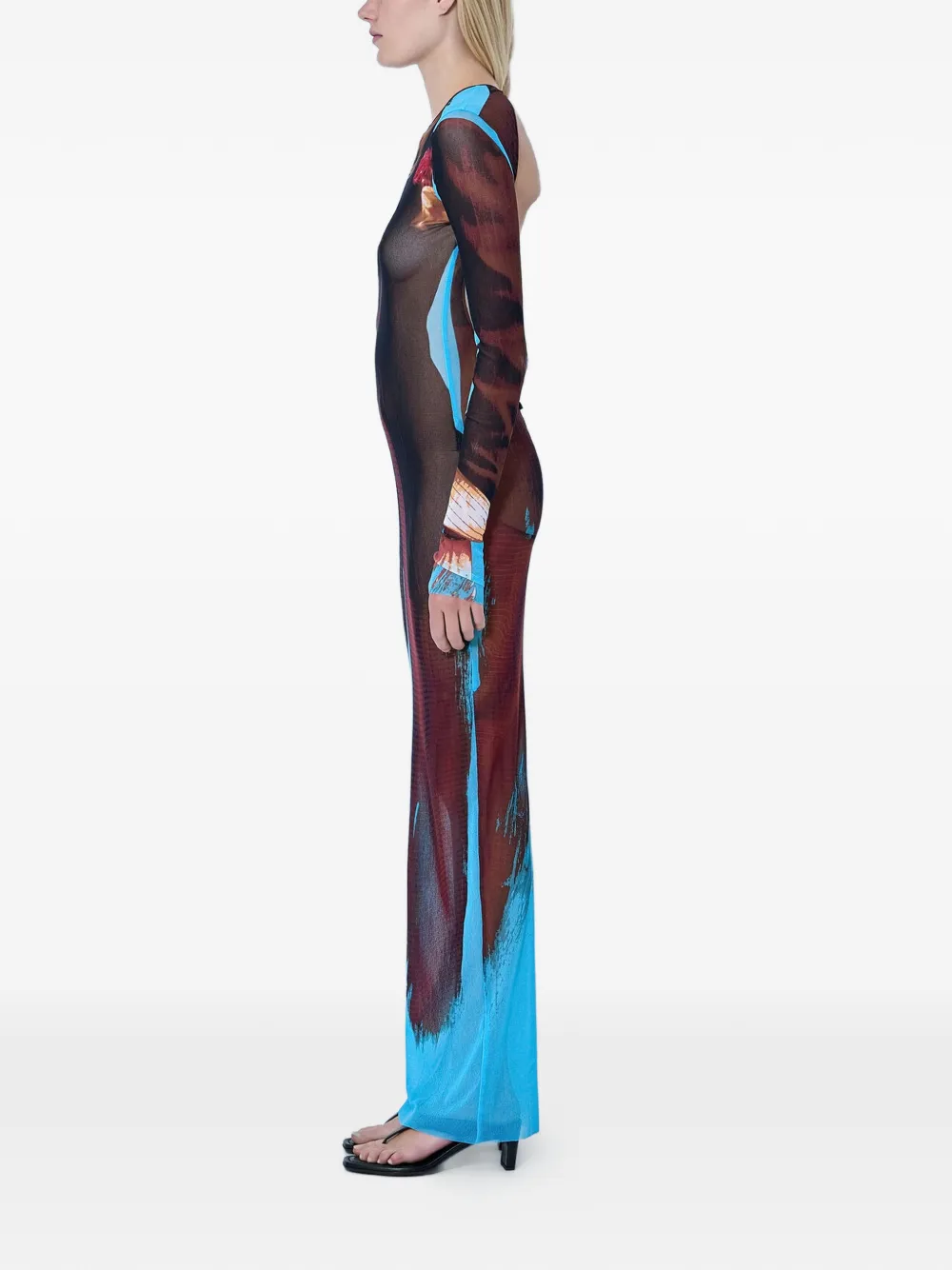 Jean Paul Gaultier Abstract-print Mesh Dress - Marrone 