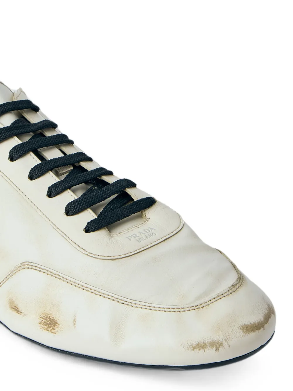 Prada distressed-effect lace-up sneakers Beige