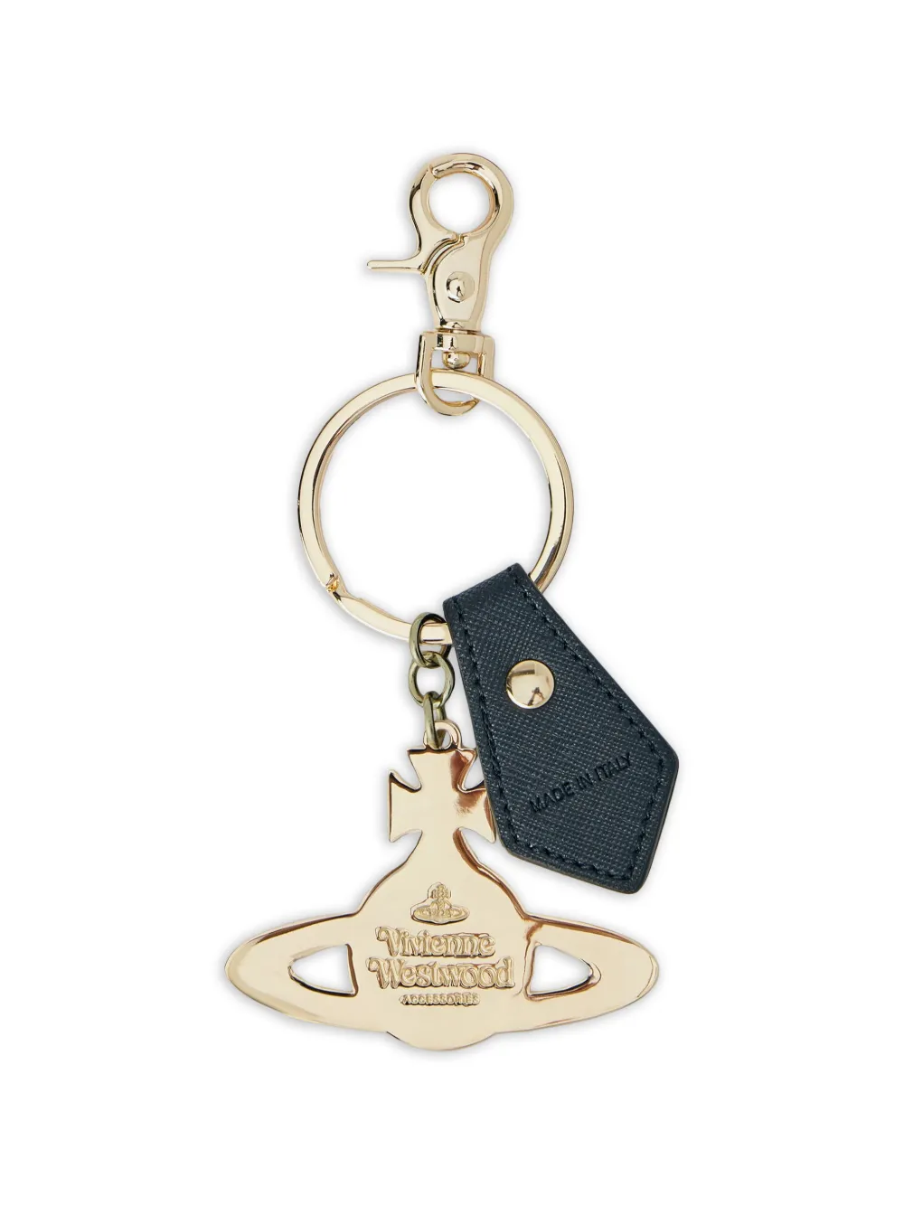 Vivienne Westwood Orb sleutelhanger met leren label Goud