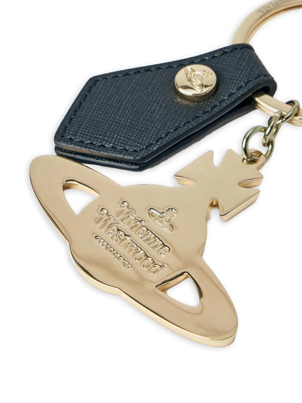 Vivienne Westwood Orb sleutelhanger met leren label Goud
