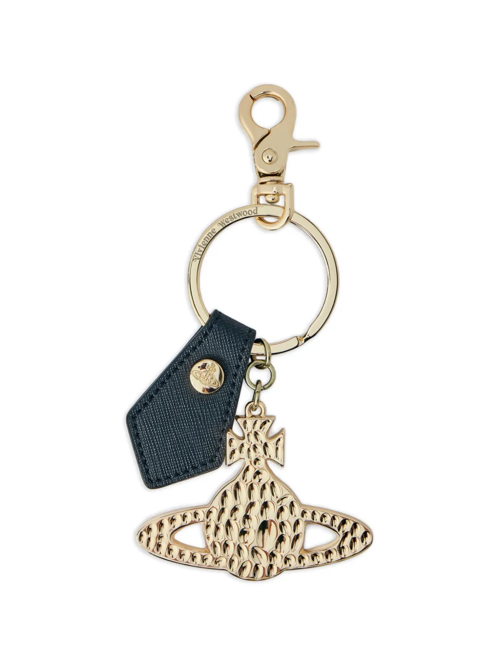 Vivienne Westwood Orb leather-tag keyring - Gold