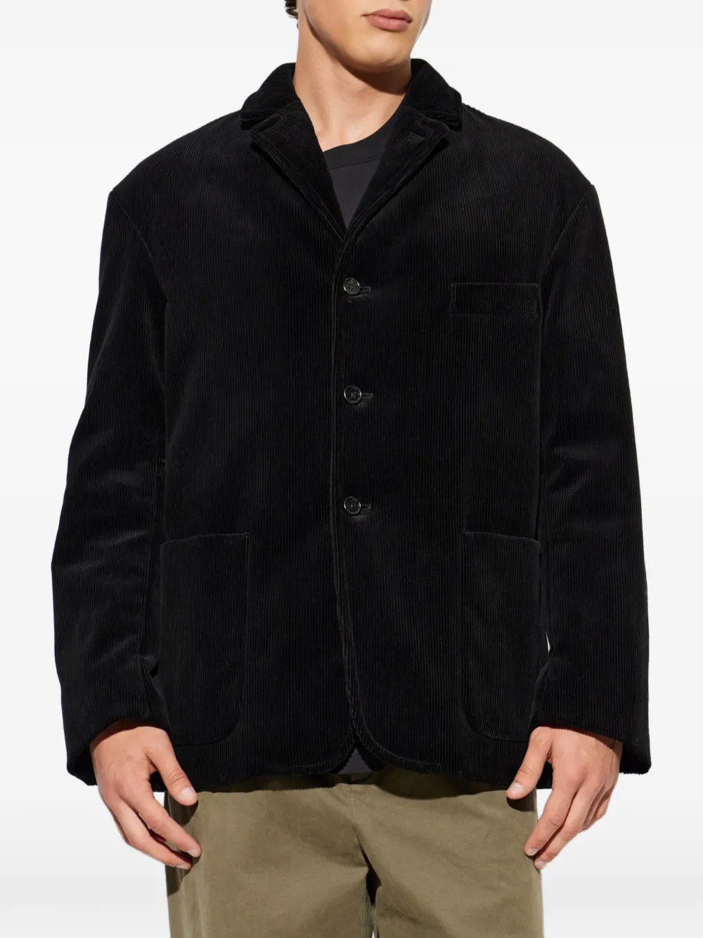 Jil Sander Ribfluwelen button-up blazer Zwart