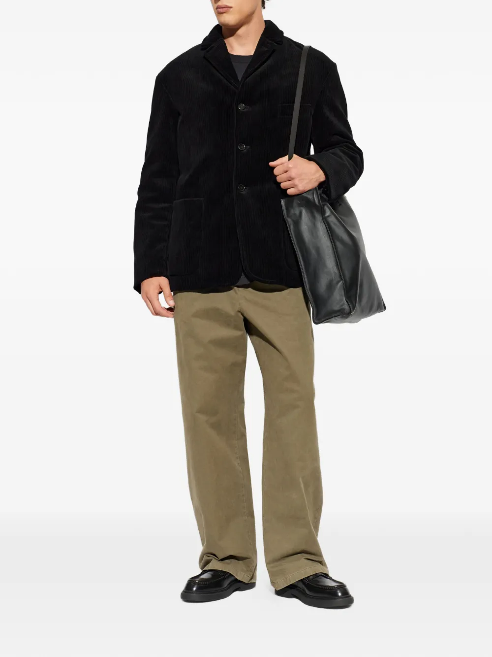 Jil Sander Ribfluwelen button-up blazer Zwart
