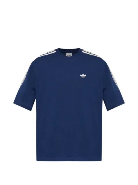 adidas logo-embroidered stripe-detail T-shirt