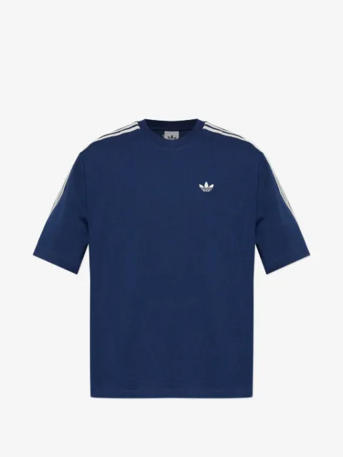 adidas logo-embroidered stripe-detail T-shirt