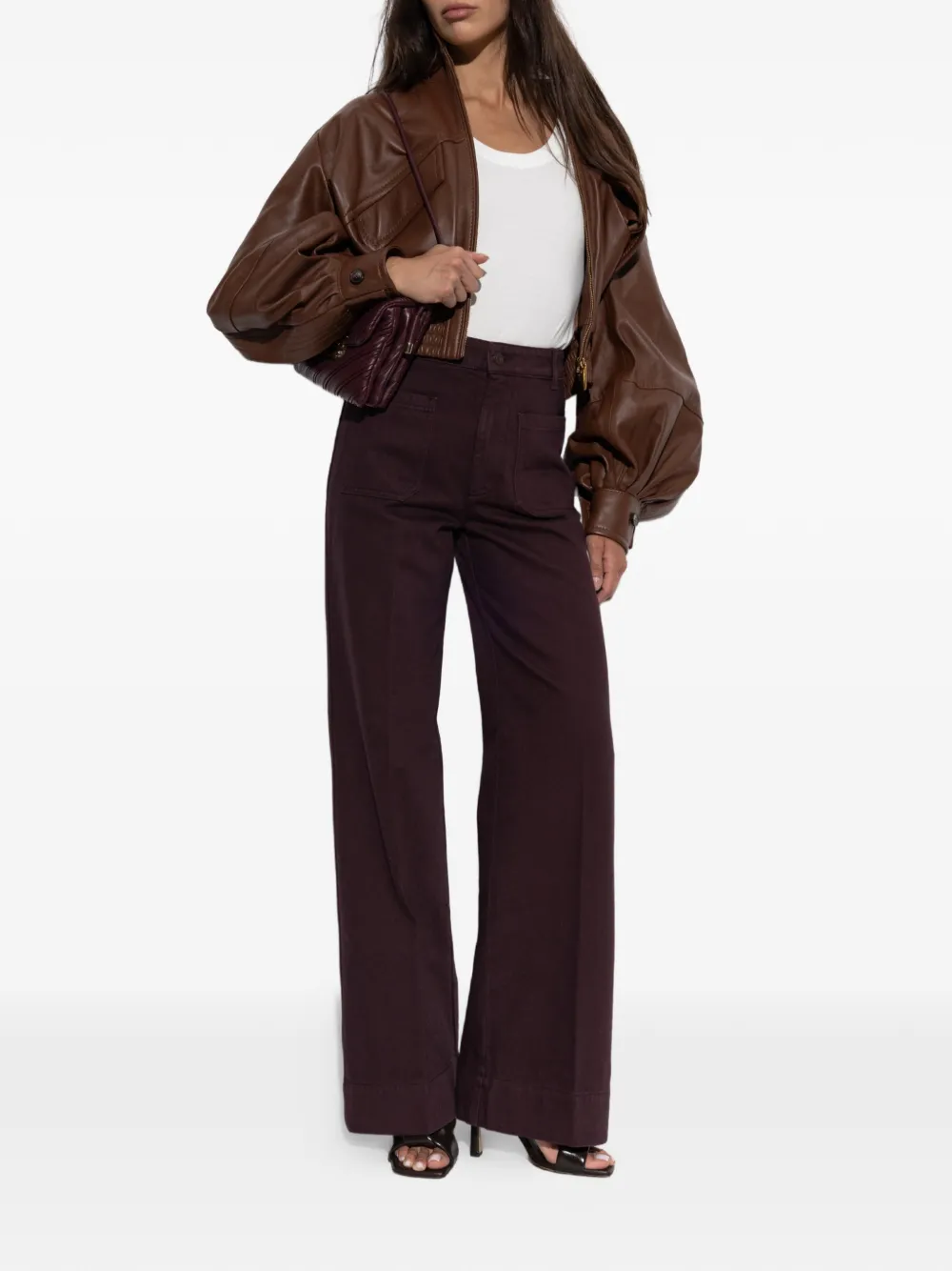 Victoria Beckham Jeans met wijde pijpen Rood