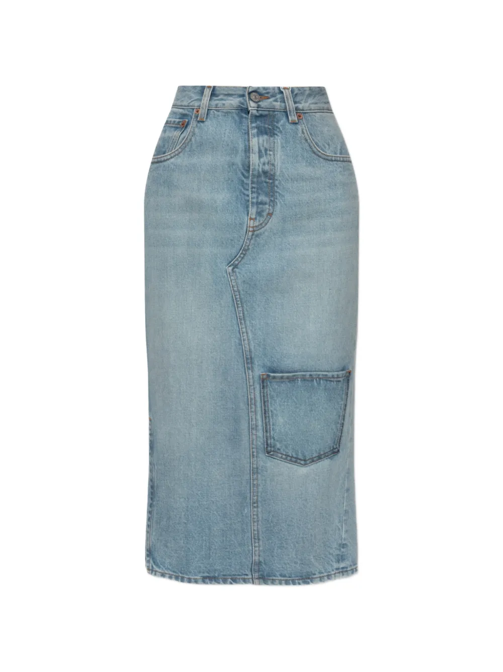 MM6 Maison Margiela Midirock mit aufgesetzter Tasche hinten - Blau