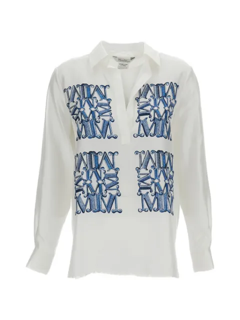 Max Mara camisa de seda con monograma estampado