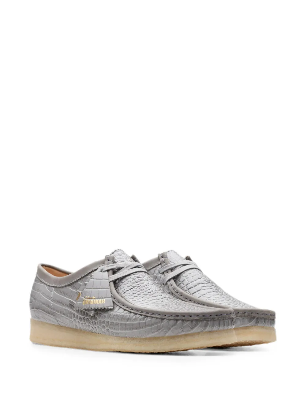Clarks Originals Wallabee crocodile-effect leather boots Grijs