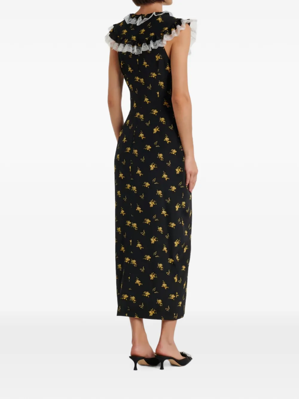 Alessandra Rich Ruffled Bow-embellished Midi Dress in Black, view 3