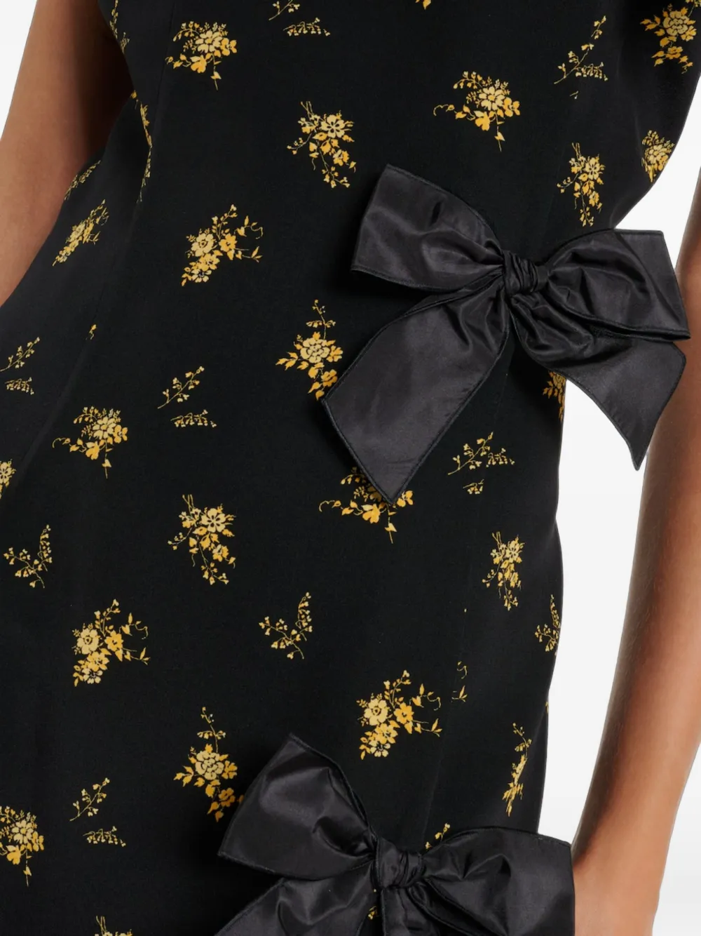 Alessandra Rich Ruffled Bow-embellished Midi Dress in Black, view 4