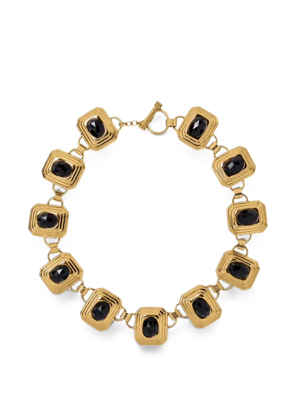 Alessandra Rich crystal-embellished geometric-link necklace - Gold
