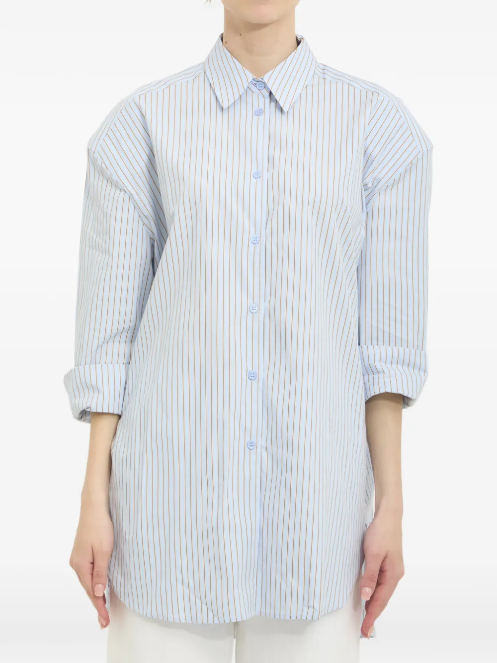 The Frankie Shop striped padded-shoulder shirt - Blu