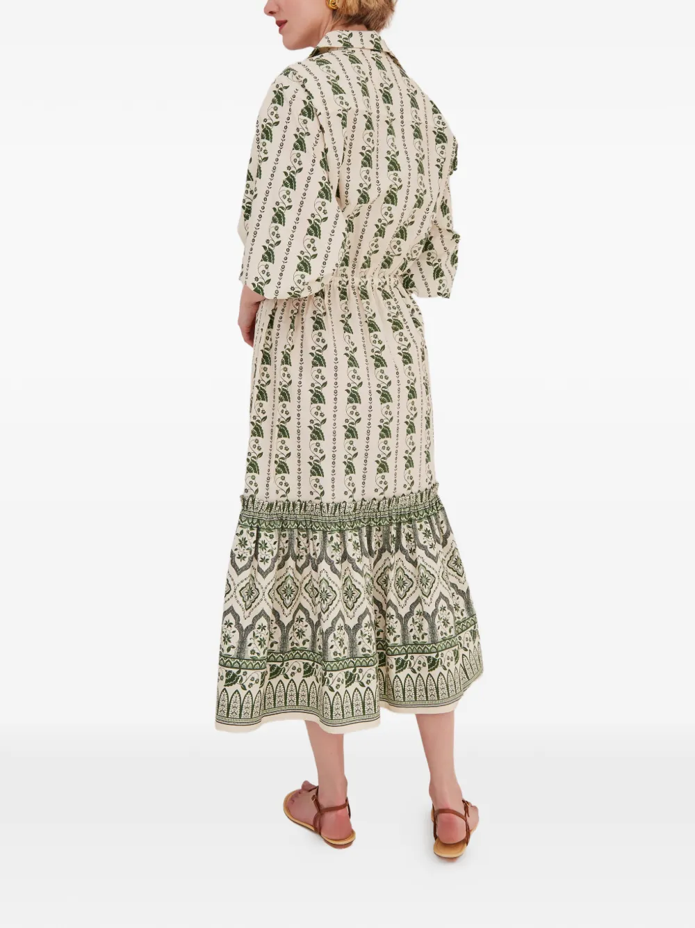 Cara Hutton midi-jurk met bloemenprint Groen
