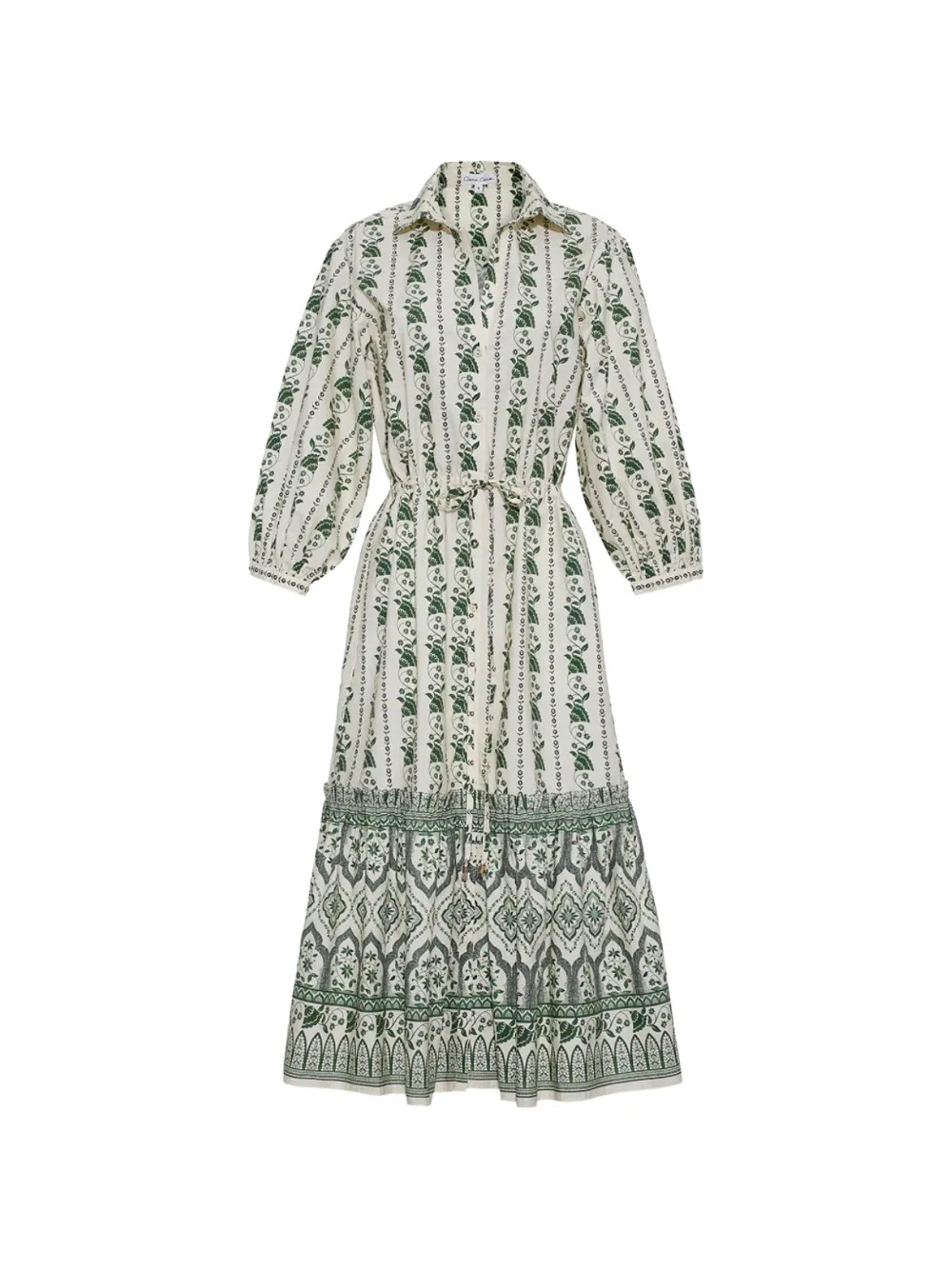 Cara Cara Hutton Floral-print Midi Dress In Green