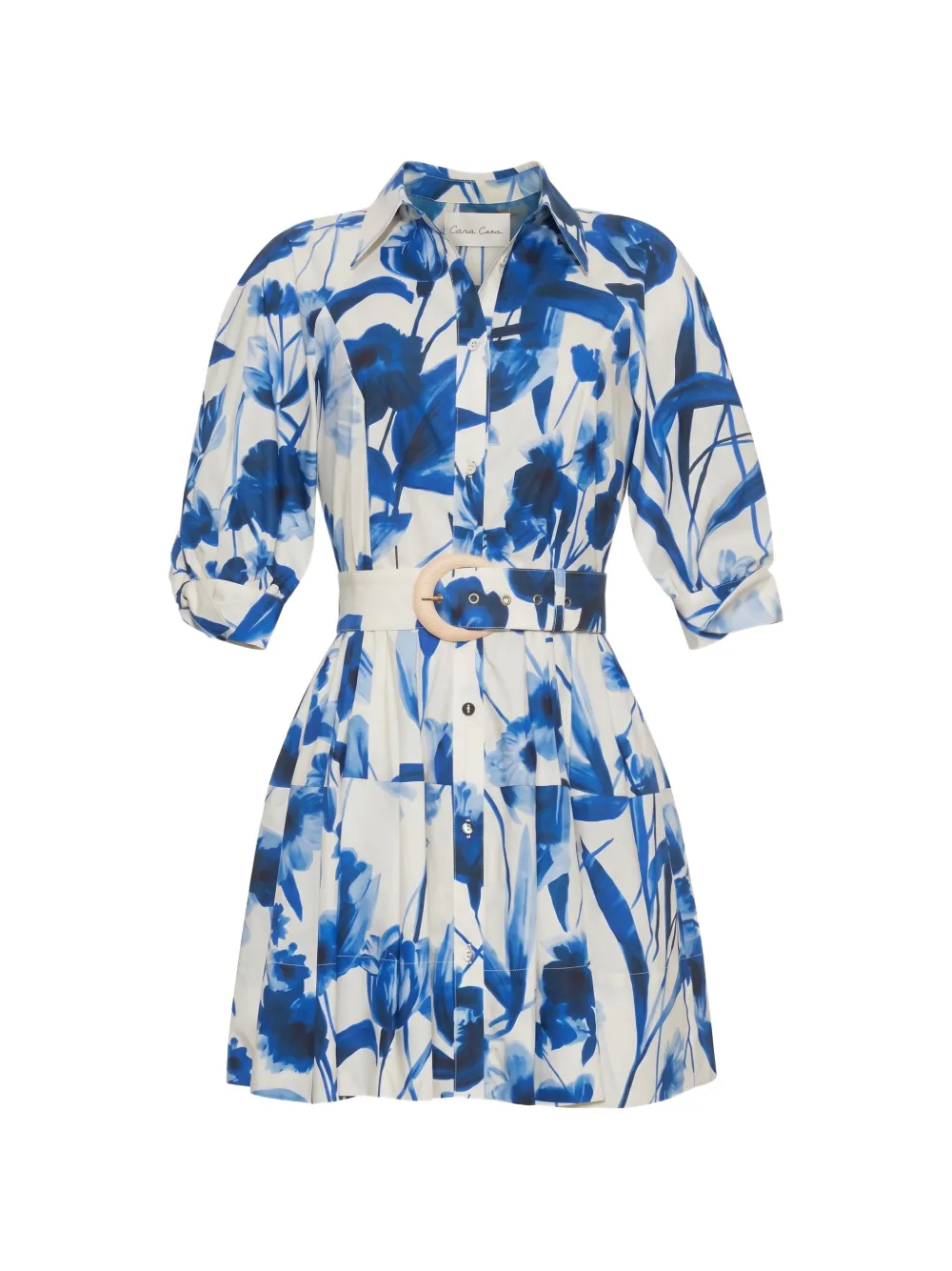 Cara Caro mini-jurk met bloemenprint Blauw