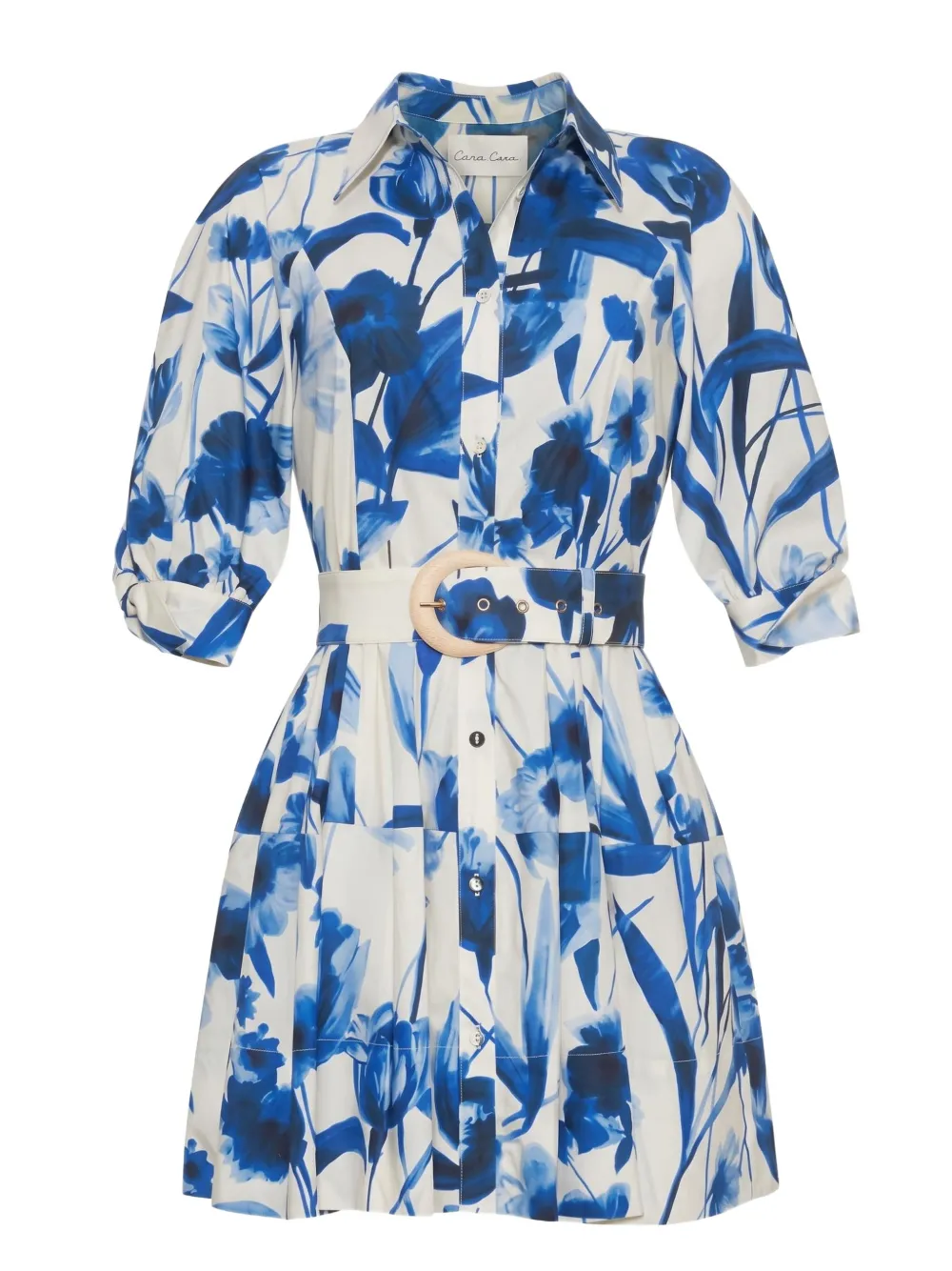 Cara Caro mini-jurk met bloemenprint Blauw