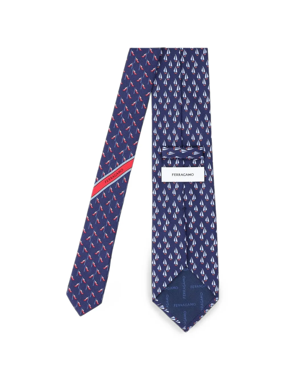 Ferragamo Zijden stropdas met nautische print Blauw