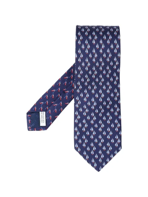 Ferragamo corbata de seda con estampado náutico