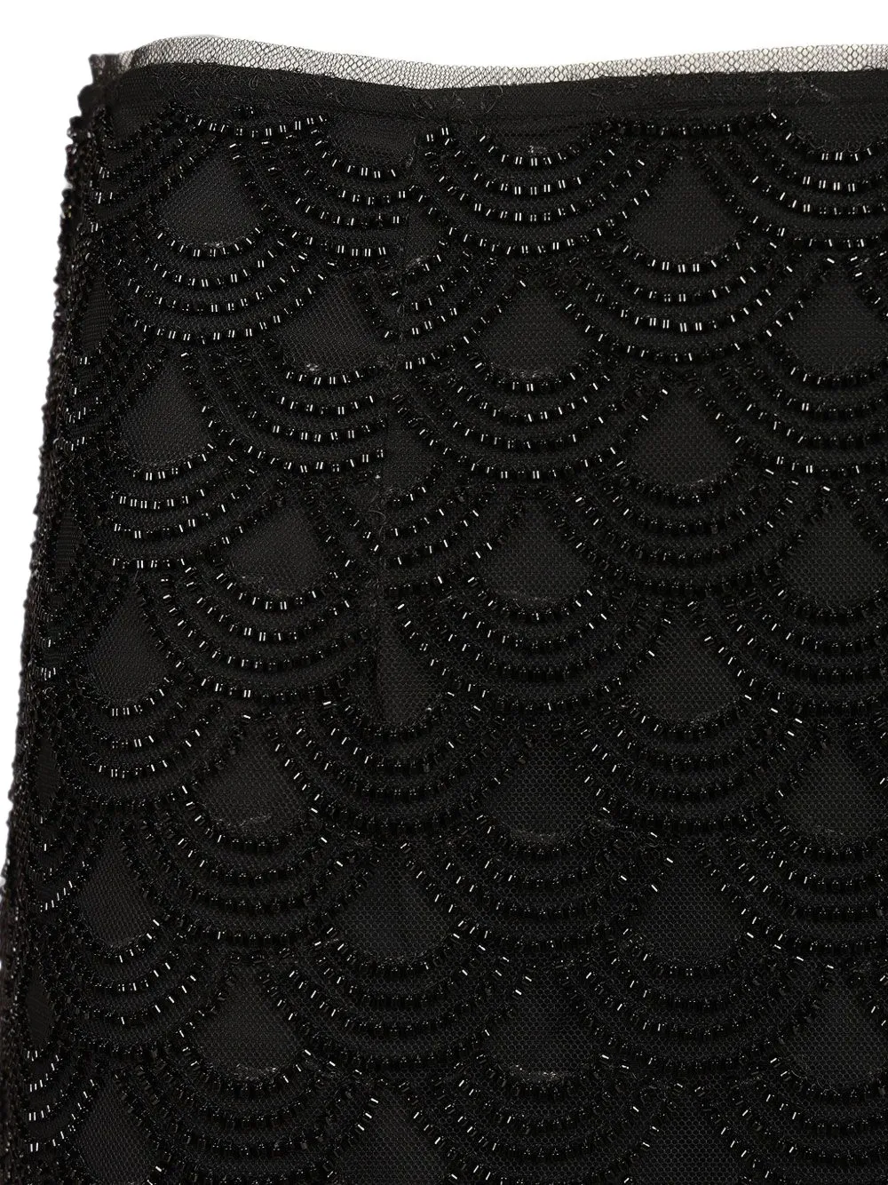 Rotate Birger Christensen Sequin-embellished Scalloped-hem Skirt In Black