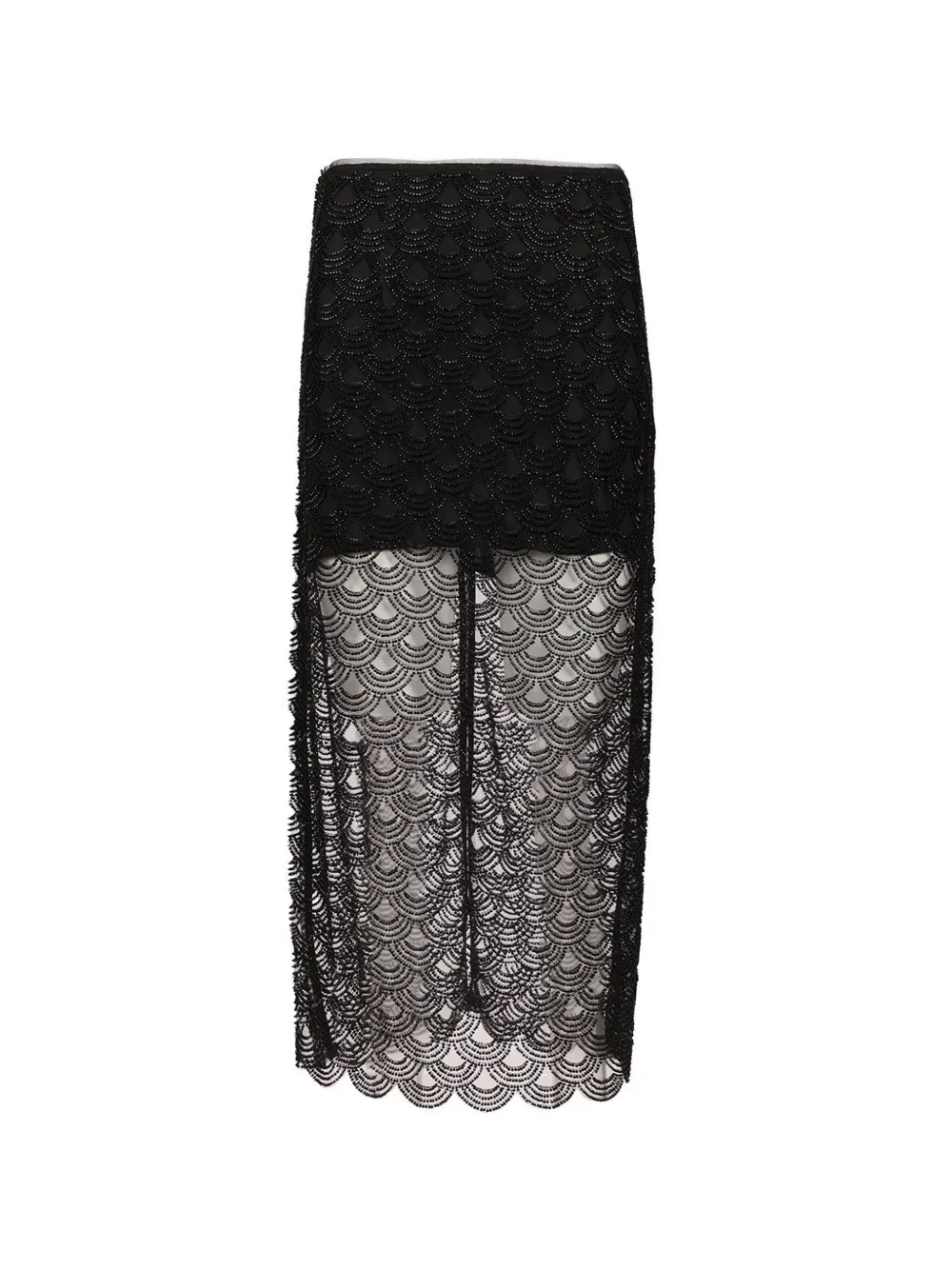 ROTATE BIRGER CHRISTENSEN sequin-embellished scalloped-hem skirt - Nero