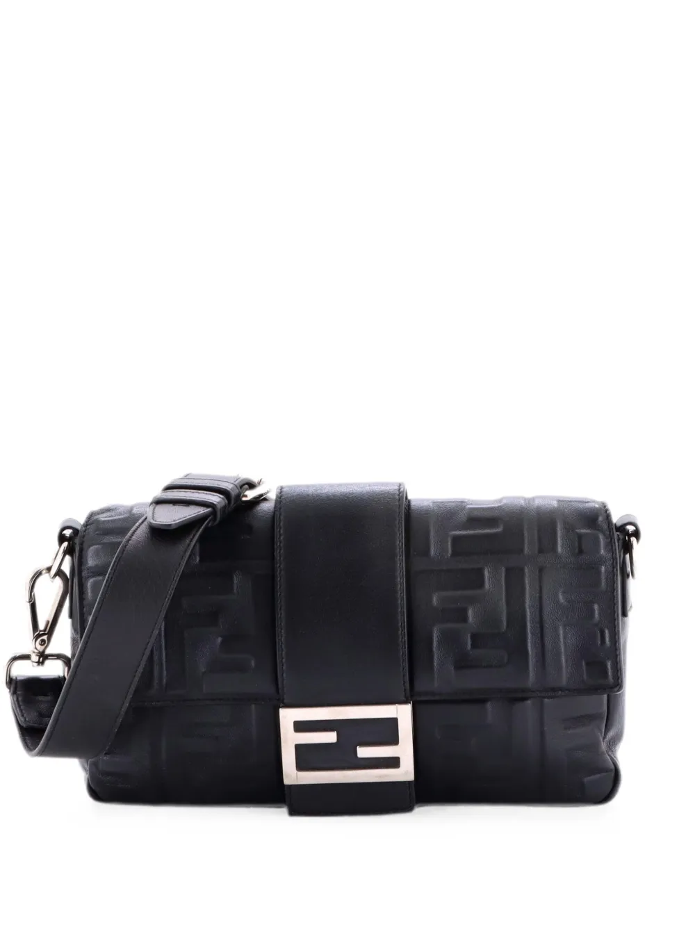 Fendi Pre-Owned Marsupio Baguette convertibile medio in pelle goffrata con motivo Zucca - Nero
