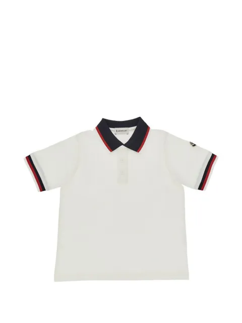 Moncler stripe-trim logo-patch polo shirt