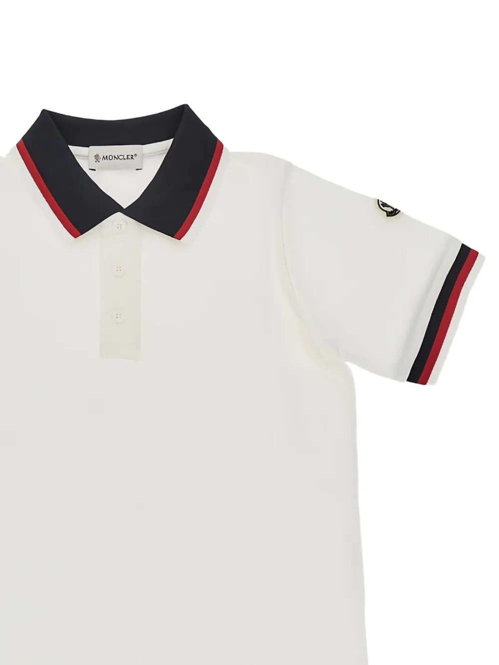Moncler stripe-trim logo-patch polo shirt - Wit