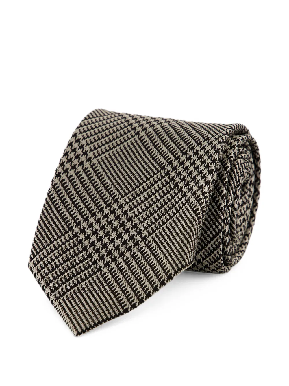TOM FORD Prince of Wales zijden geruite stropdas Zwart