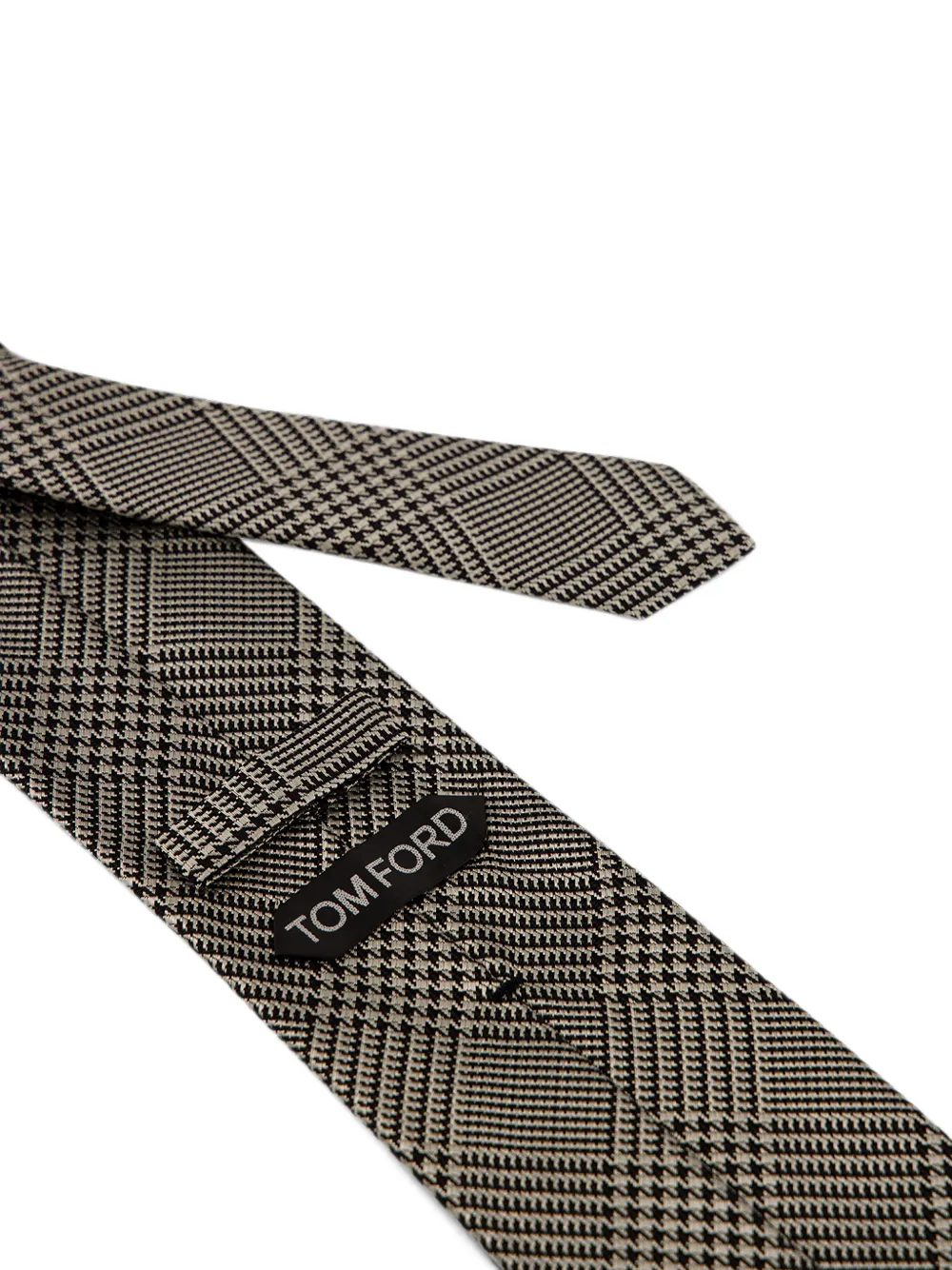 TOM FORD Prince of Wales zijden geruite stropdas Zwart