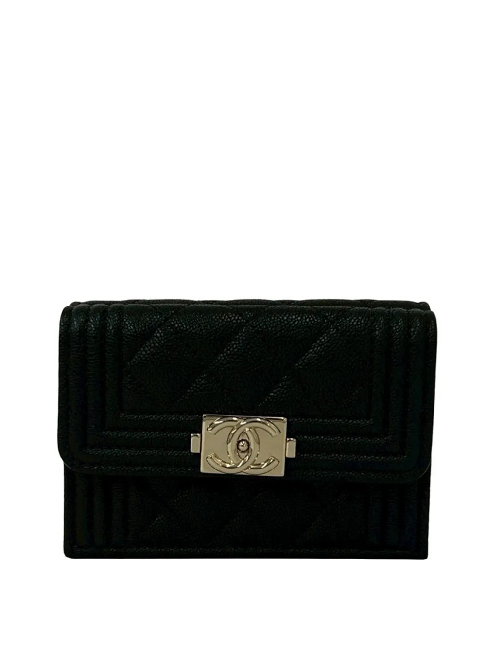 CHANEL Pre-Owned 2020 Quilted Caviar Boy Trifold Wallet small wallets - Nero