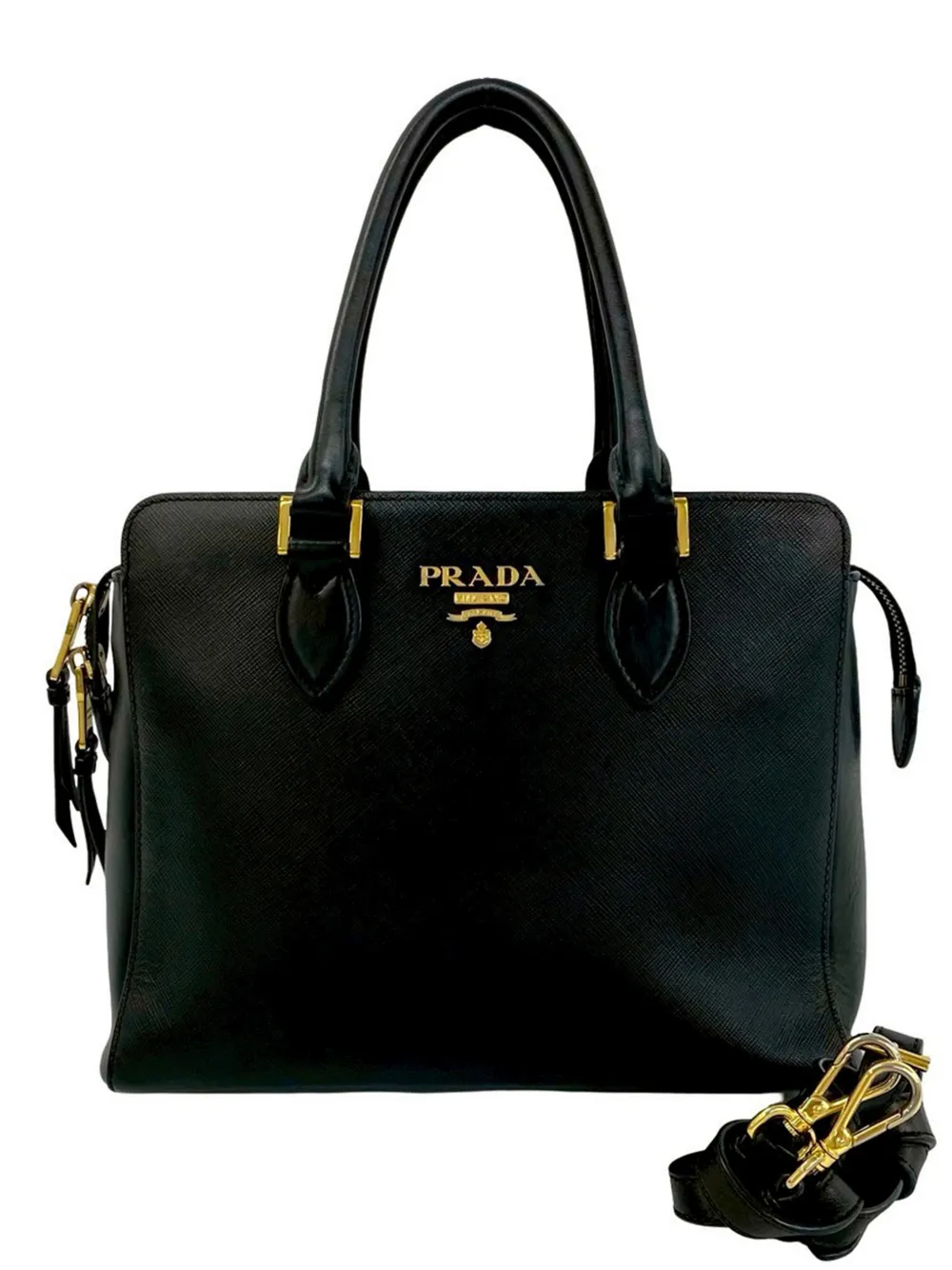 Prada Pre-Owned 2010-2026 Saffiano and Soft Calf satchel - Nero