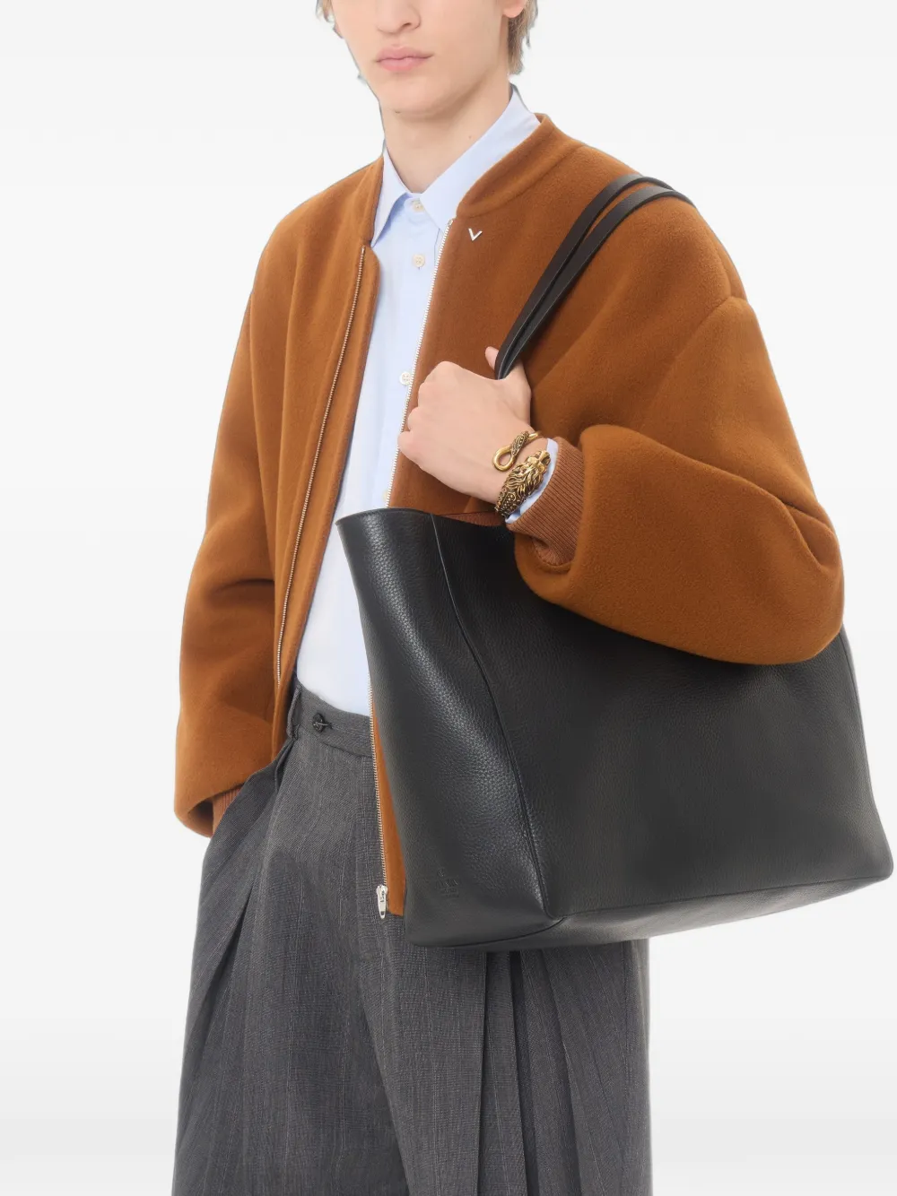 Valentino Garavani Rockstud omkeerbare kalfsleren shopper met Elk-print Zwart