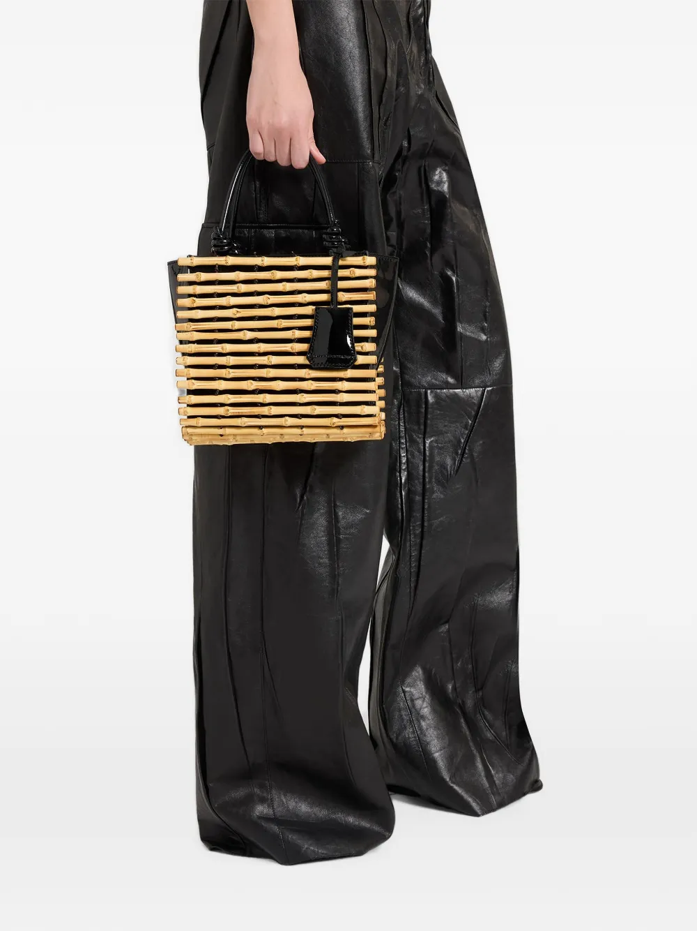 Ermanno Scervino Maggie mini-shopper met bamboe vlak Beige