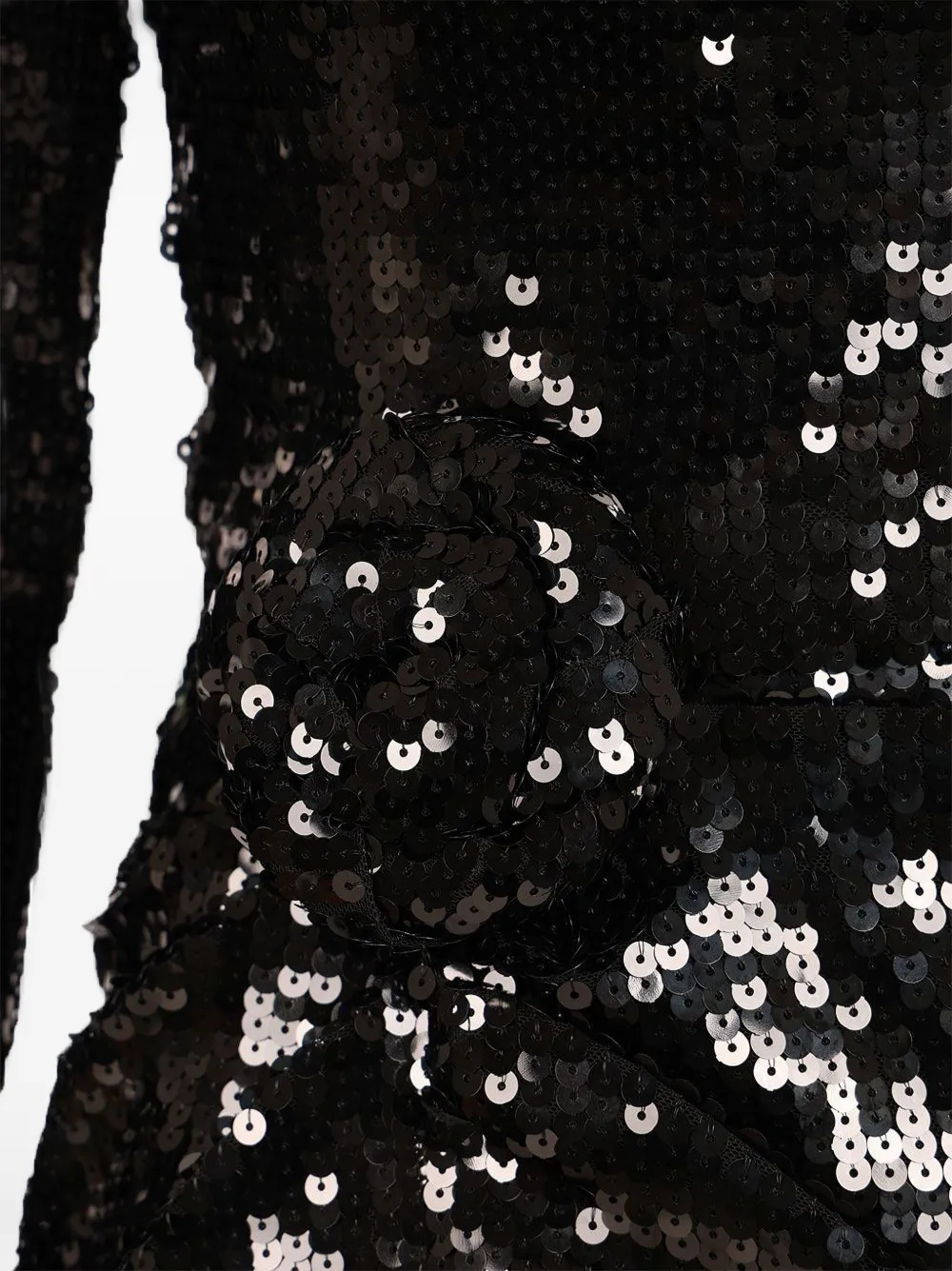 ROTATE BIRGER CHRISTENSEN Mini-jurk verfraaid met pailletten en rosette-detail Zwart