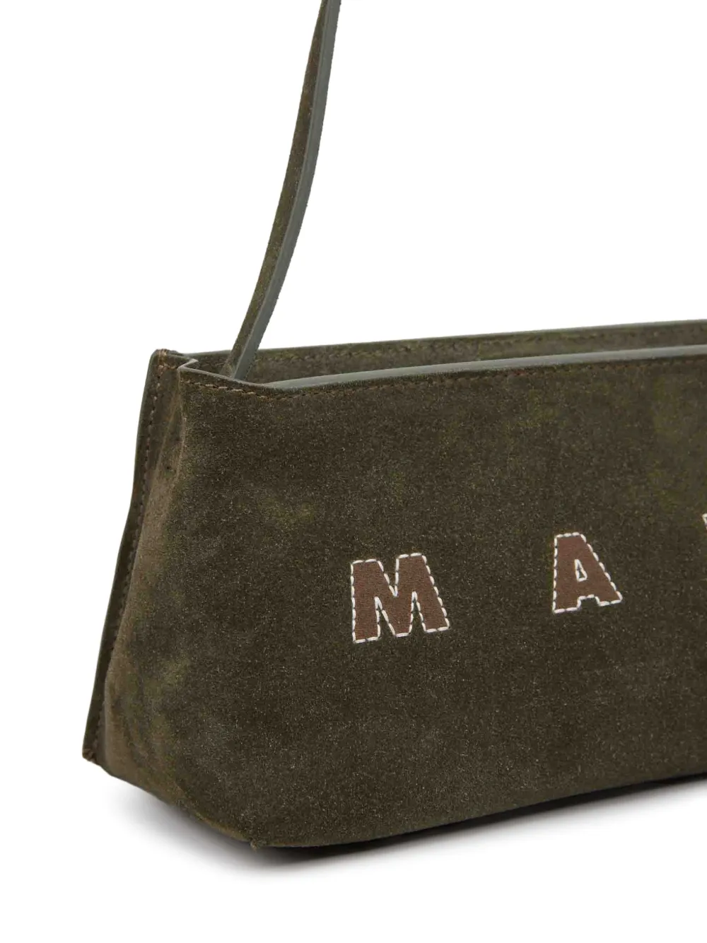 Marni Suède choudertas met geborduurd logo Groen
