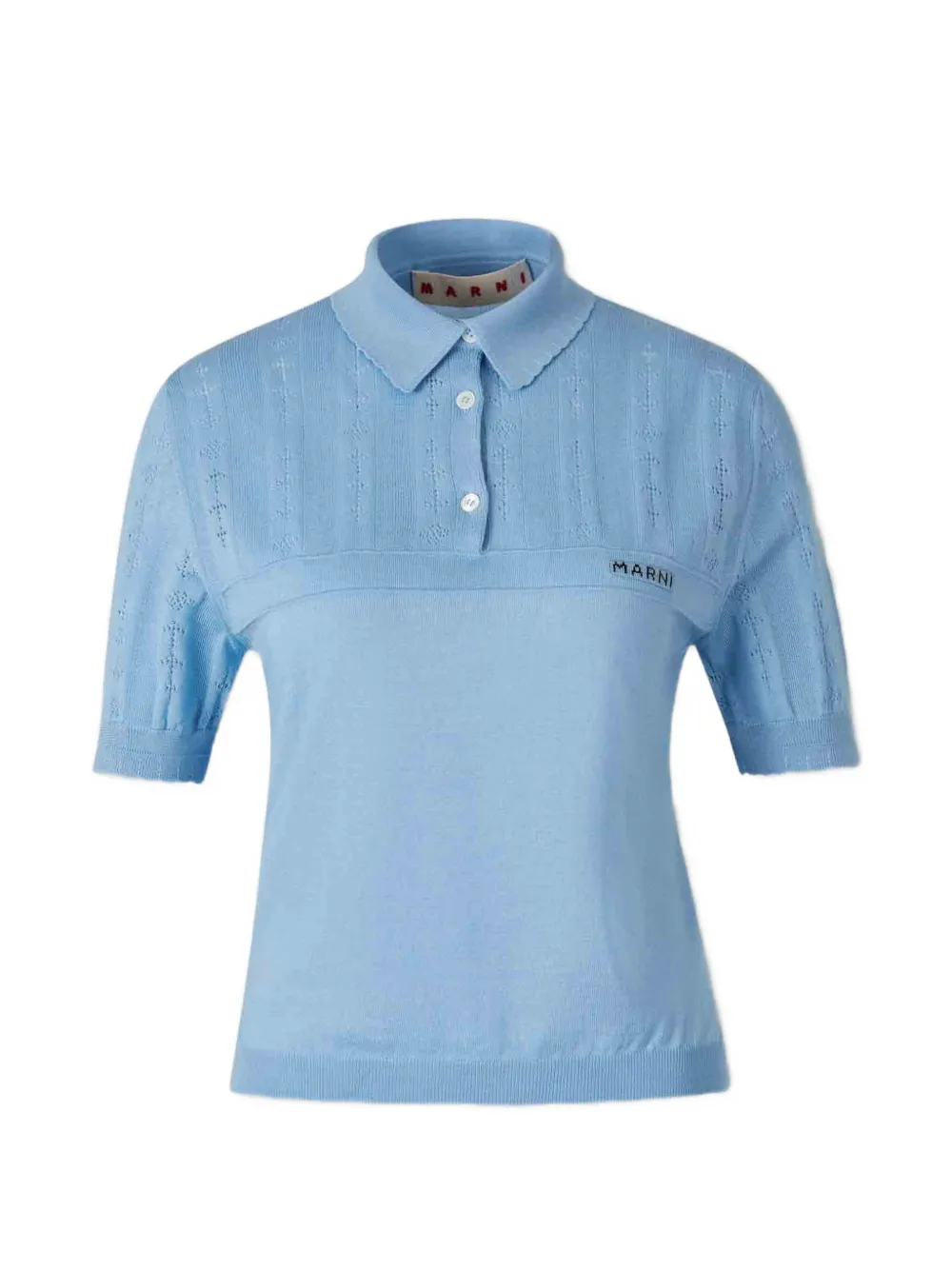 Marni pointelle-knit polo shirt - Blau
