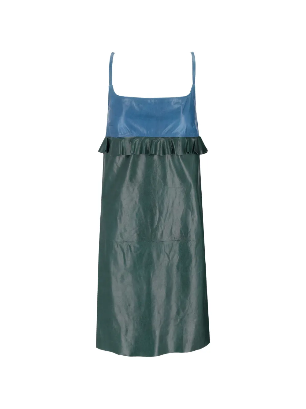 La-Rose ruffled leather midi dress