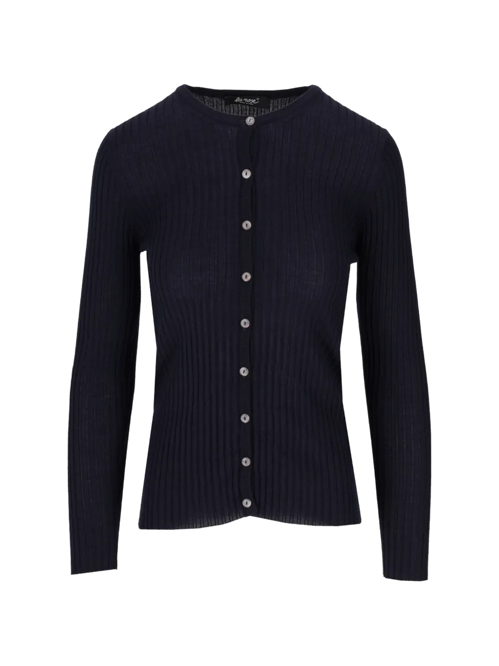 La-Rose ribbed-knit round-neck cardigan - Blau