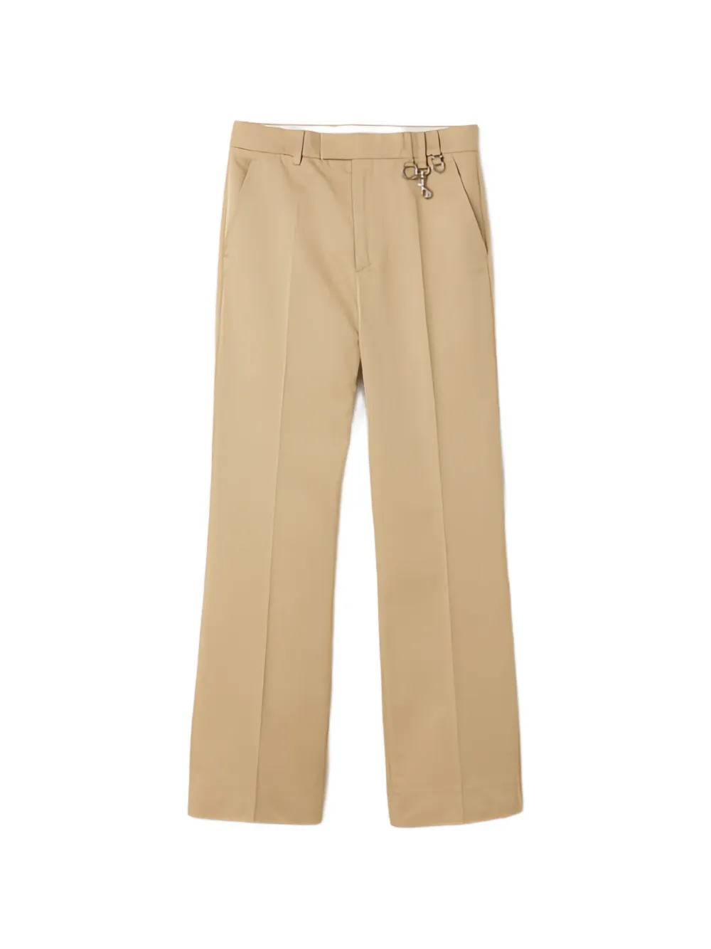 Miu Miu logo-embroidered charm-detail tailored trousers - Toni neutri